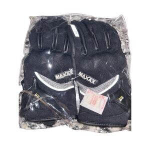 NIP MAXAX Leather and Mesh Motorcycle Gloves Black Size Medium